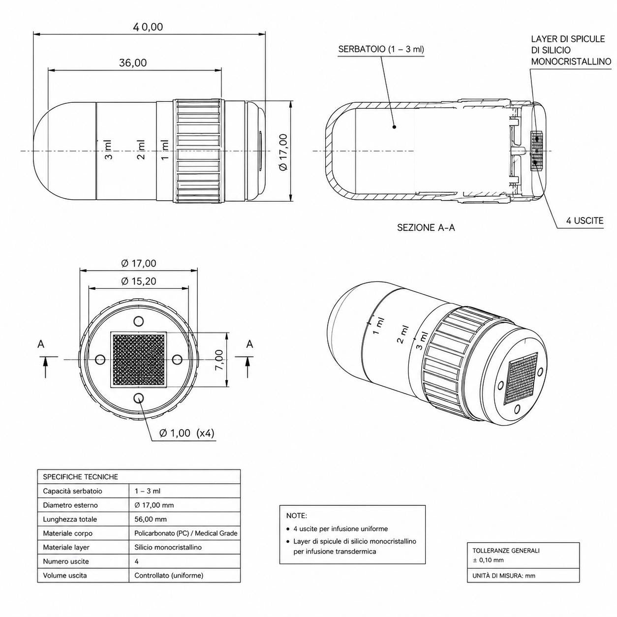 Cartucce MESOTRA™ – Matrice di Spicule in Silicio Monocristallino